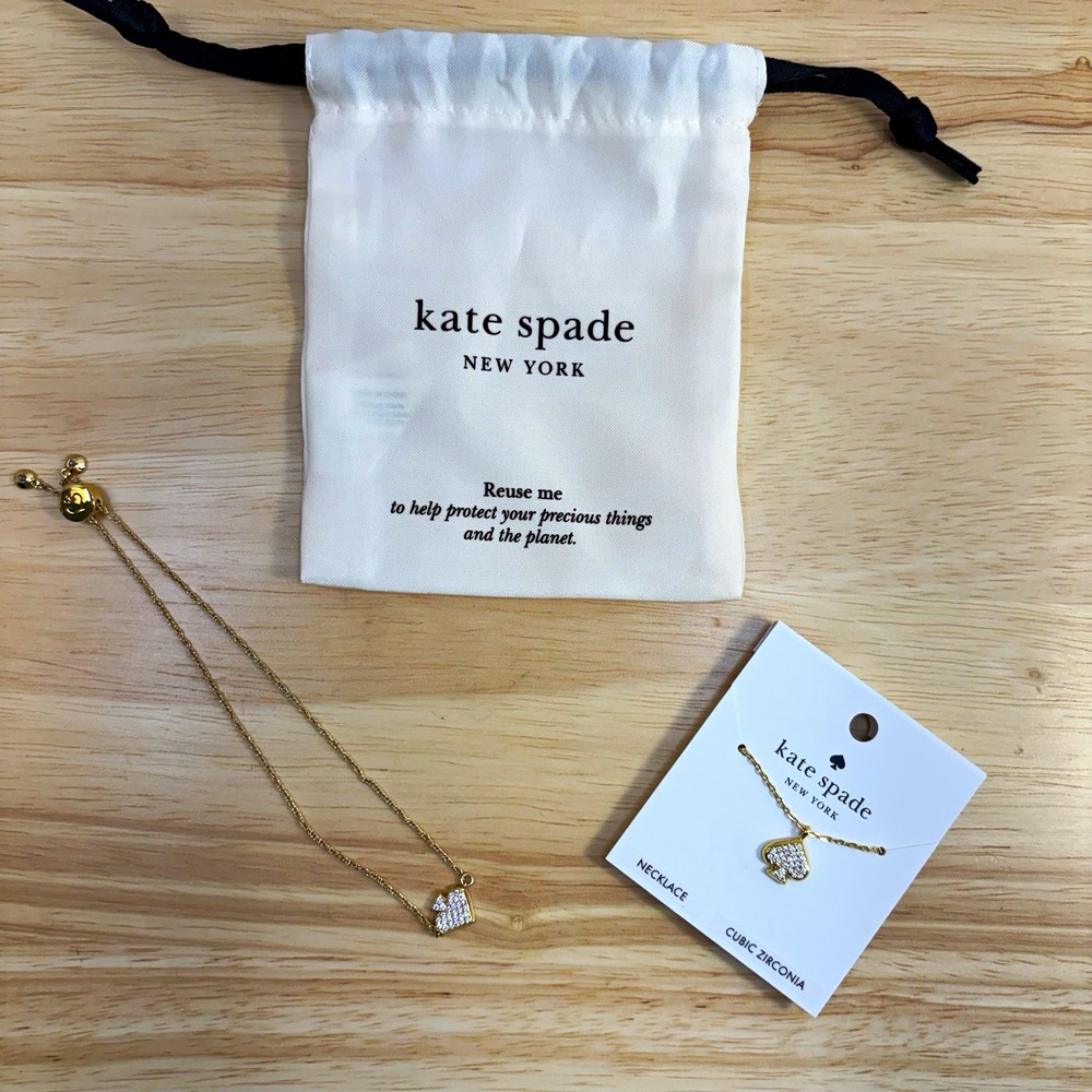 Kate Spade Everyday Spade Pave Necklace & Slider Bracelet Set Gold CA57710